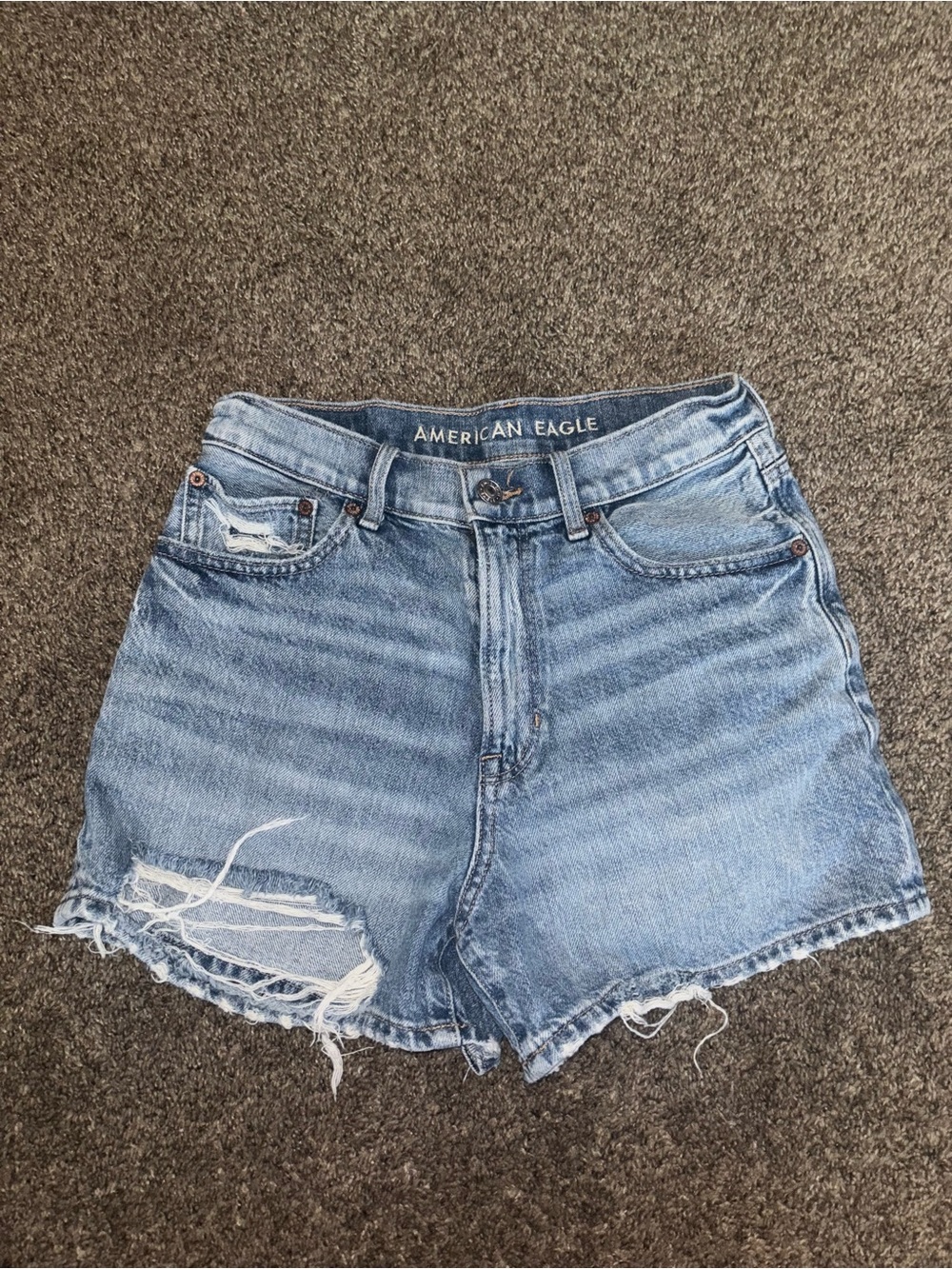 American Eagle Outfitters Light Wash Distressed Denim Shorts